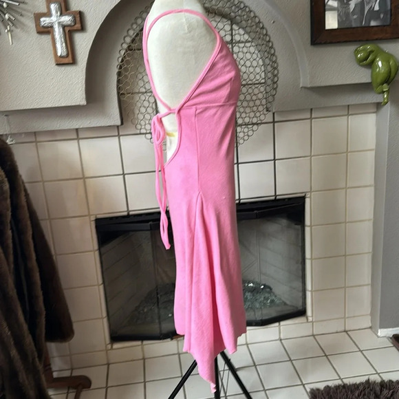 Bubble gum Pink terry cloth dress low back and deep v neck size small / medium - Picture 3 of 11
